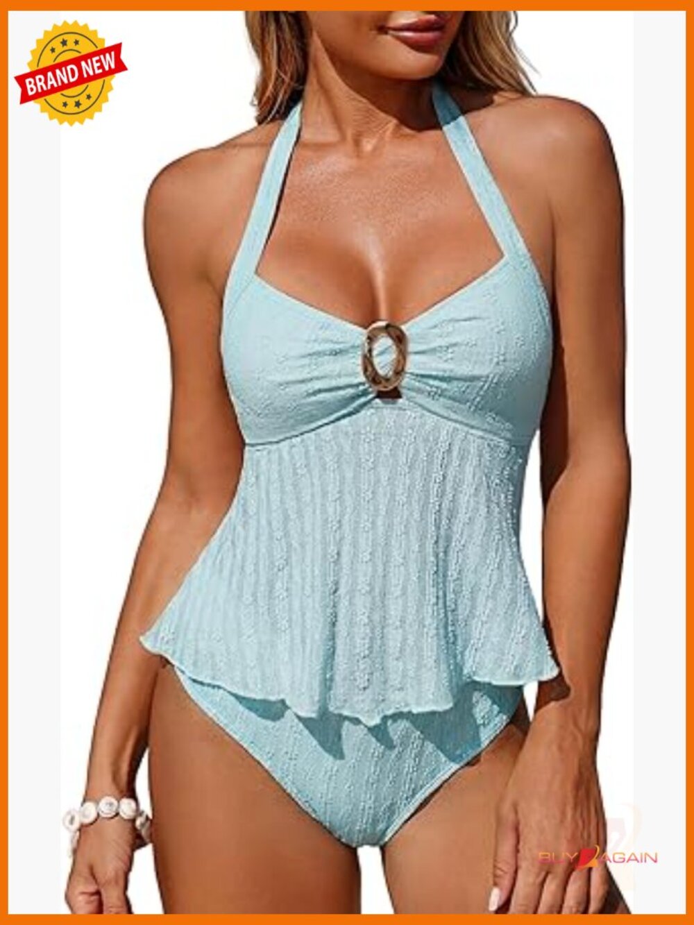 Halter Tankini Set with O-Ring Cut Out Tummy Control